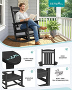 SERWALL Rocking Chair Outdoor, Oversized HDPE Patio Rocking Chairs, Porch Rocker - Image 7