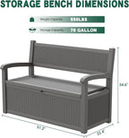 80 Gallon Outdoor Storage Bench, Resin Outside Storage Box - Image 2