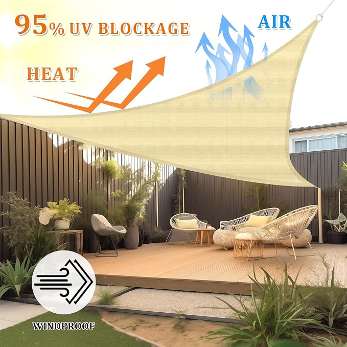 Shade&Beyond Custom Sun Shade Sail 14'X18'X22.8'Triangle Sun Sail Shades Patio - Image 2