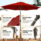Ayge Patio Umbrella 9 FT Outdoor Table Umbrella Fiberglass - Image 2