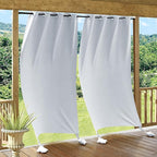 RYB HOME White Curtains for Outdoor Patio Waterproof by RYBHOME