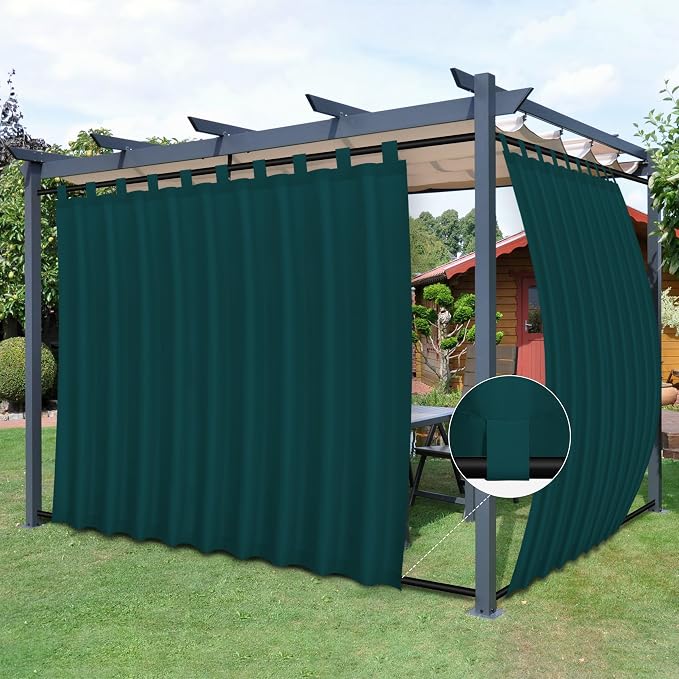 Easy-Going Outdoor Patio Curtains 2 Panels, 110x96 inch, Teal | Privacy by Easy-Going