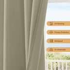 Outdoor Curtains for Patio Waterproof Rod Pocket 4 Pcs 54x84 Inch Taupe | - Image 4