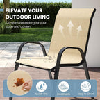 Patio Dining Chairs Set of 4, Stackable Dining Chairs, Breathable Fabric - Image 4