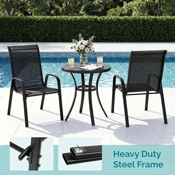 MAMIZO Patio Dining Chairs, Stackable Textilene Chair Set of 6, - Image 4
