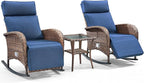 3 Pieces Zero Gravity Wicker Patio Rocking Recliner Chairs Set of 2 - Image 7