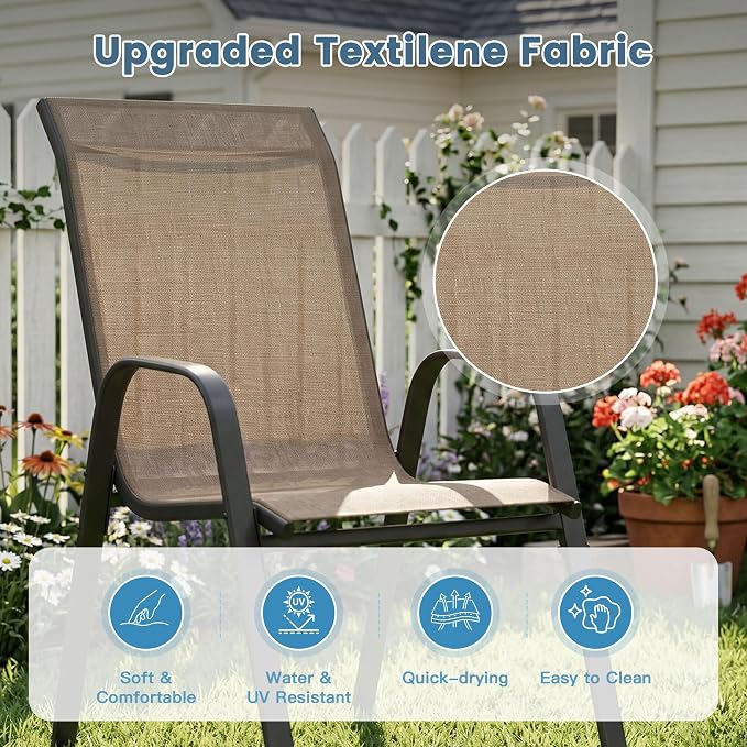 DIFY Patio Chairs Set of 2, Stackable Outdoor Dining Chairs Set - Image 5