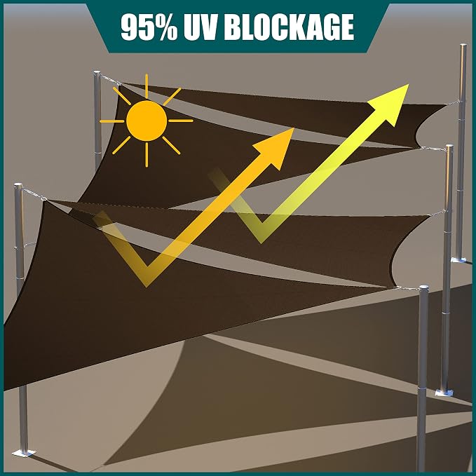 Royal Shade 13' x 21' x 24.7' Brown Triangle Waterproof Sun Shade Sail Order to - Image 3