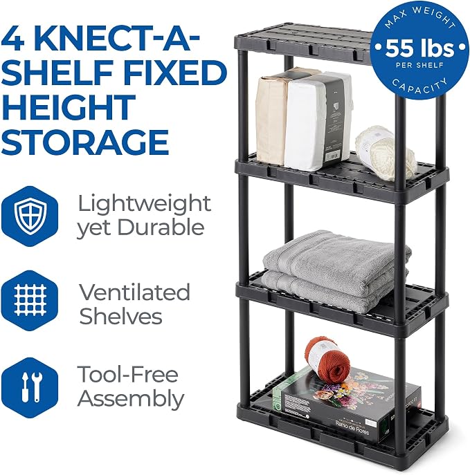 Gracious Living Light Duty Storage Shelves, Knect-A-Shelf 4-Shelf Ventilated - Image 4