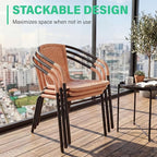 JEAREY Outdoor Patio Rattan Dining Chairs Set of 4, All Weather Stackable - Image 7