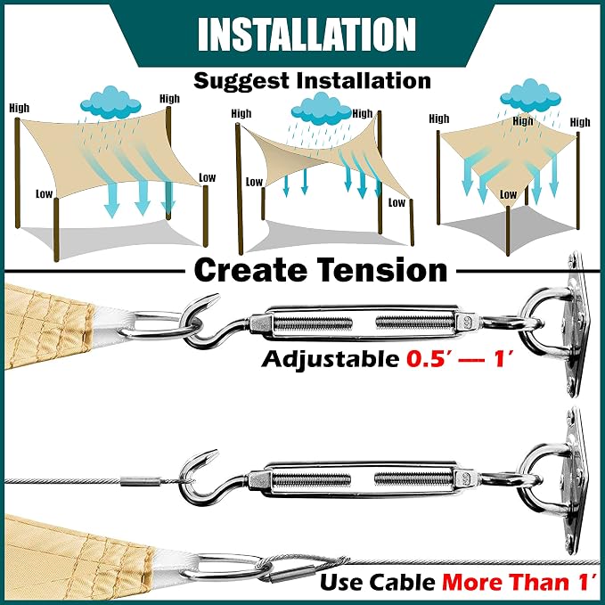 Royal Shade 10' x 14' x 17.2' Grey Triangle Waterproof Sun Shade Sail Order to - Image 6