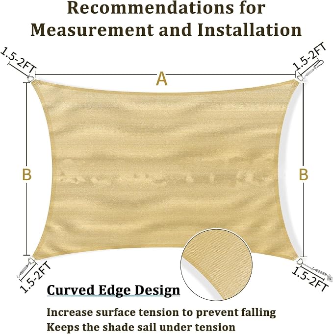 Shade&Beyond 12'x30' Sun Shade Sail Canopy Rectangle, UV Block Breathable - Image 5