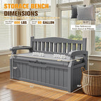 JUMMICO 80 Gallon Resin Outdoor Storage Bench - Image 3