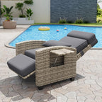Recliner Chair Wicker, Adjustable Patio Lounge Chair, by Loumernhant