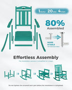 Oversized Outdoor Rocking Chair, 380lbs Heavy-Duty Large Patio Rocker, Weather - Image 8