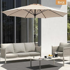 Ayge 9 FT Patio Umbrella Outdoor Table Umbrella Fiberglass Frame Beige | 9 FT - Image 5