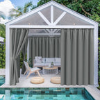 Outdoor Curtains for Patio Waterproof Rod Pocket 6 Pcs 54x108 Inch Grey | - Image 2