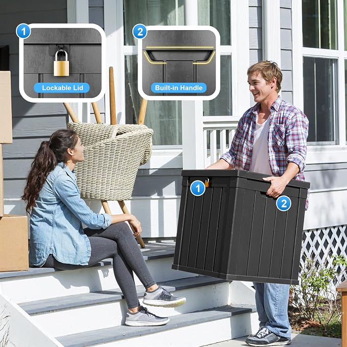 51 Gallon Outdoor Deck Box, Lockable Waterproof Outdoor Storage Boxes - Image 3