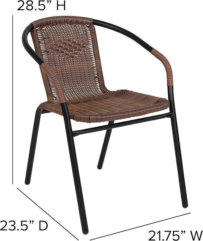Flash Furniture Lila Modern Rattan Indoor/Outdoor Stackable Dining Chairs - Image 3