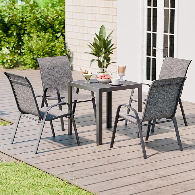 Patio Chairs Set of 6, Stackable Outdoor Dining Chairs Set - Image 8