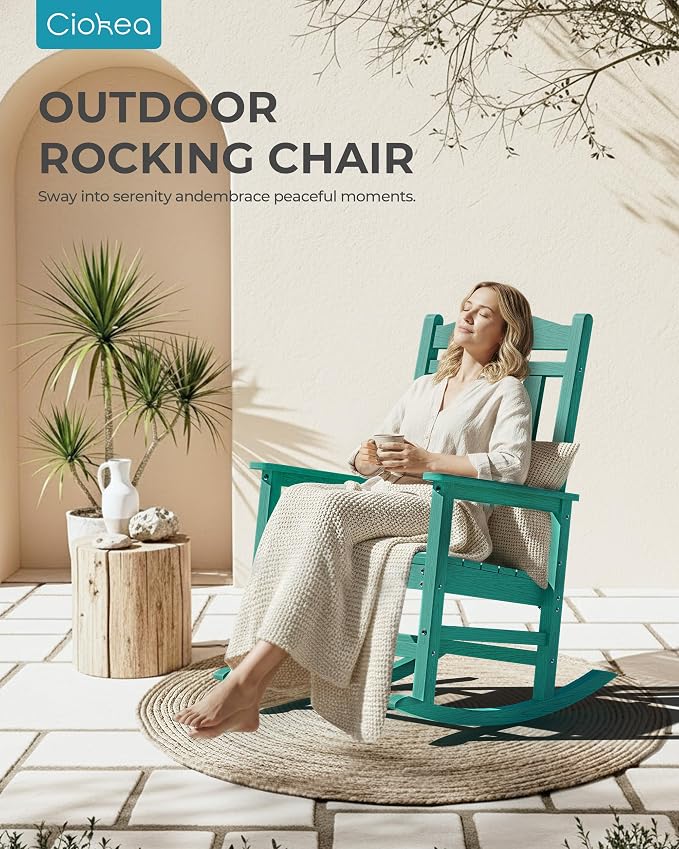 Oversized Outdoor Rocking Chair, 380lbs Heavy-Duty Large Patio Rocker, Weather - Image 4