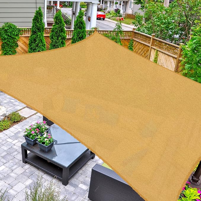 AsterOutdoor Sun Shade Sail Rectangle 10' x 10' UV Block Canopy by AsterOutdoor