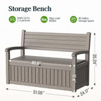 Outdoor Bench, Waterproof Garden Storage Bench, 100 Gallon Deck Box | Lockable - Image 2