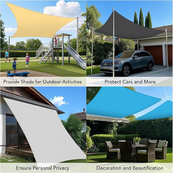 Shade&Beyond Custom Sun Shade Sail 15'x21'x25.8' Triangle Black Sun Sail Shades - Image 3