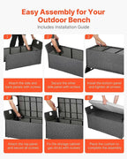 VEVOR Outdoor Storage Bench, 2-Person PE Rattan Storage Bench, 40 Gal Deck Box - Image 7