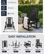 Oversized Outdoor Rocking Chairs Set of 4, HDPE Porch Rocker - Image 7