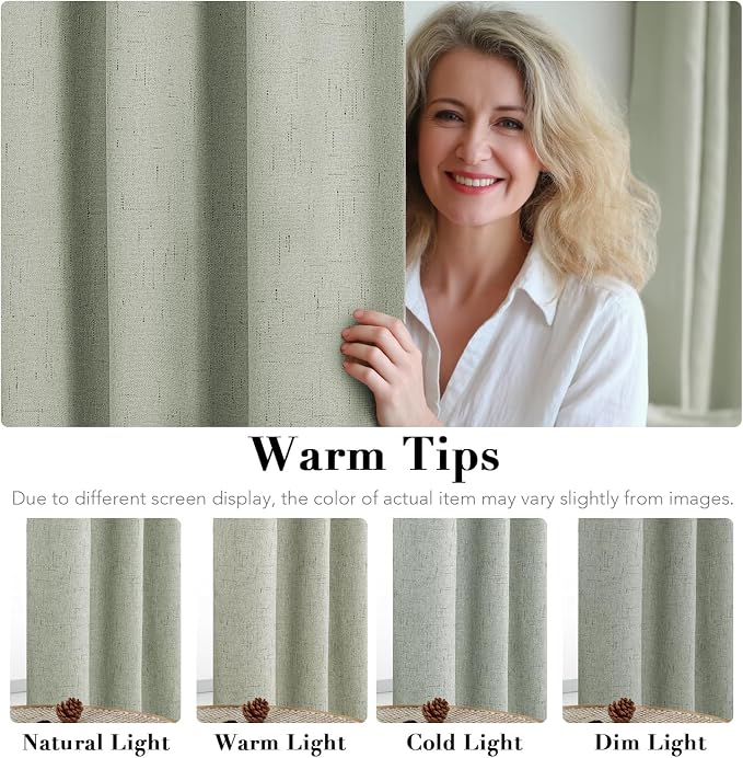 H.VERSAILTEX Linen Blackout Curtains 96 Inches Long 100% Absolutely Blackout - Image 5