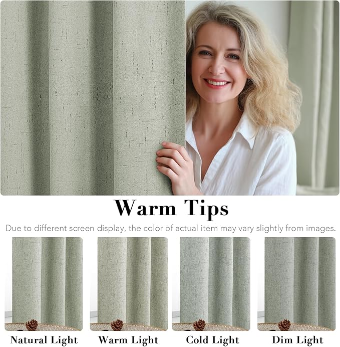 H.VERSAILTEX Linen Blackout Curtains 63 Inches Long 100% Absolutely Blackout - Image 5