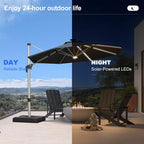 PURPLE LEAF Cantilever Patio Umbrella 10ft Round Solar LED Light, Stays bright - Image 3