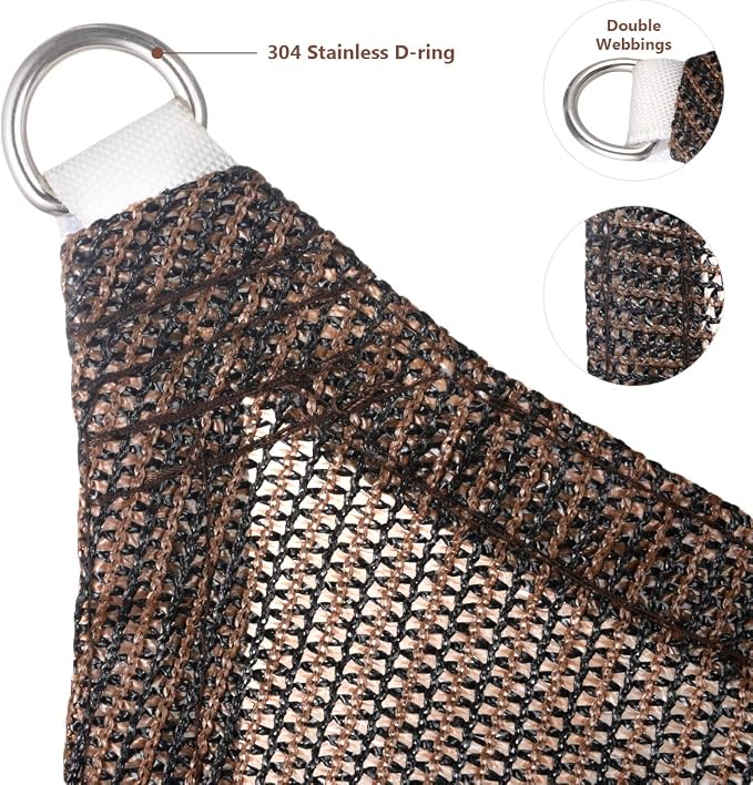 Eden's Decor Straight Flat-Edged Sun Shade Sail Rectangular 9' x 20' Brown - Image 2