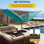 10x10FT Cantilever Outdoor Umbrella, 360° Rotating Large Offset Square Patio - Image 6