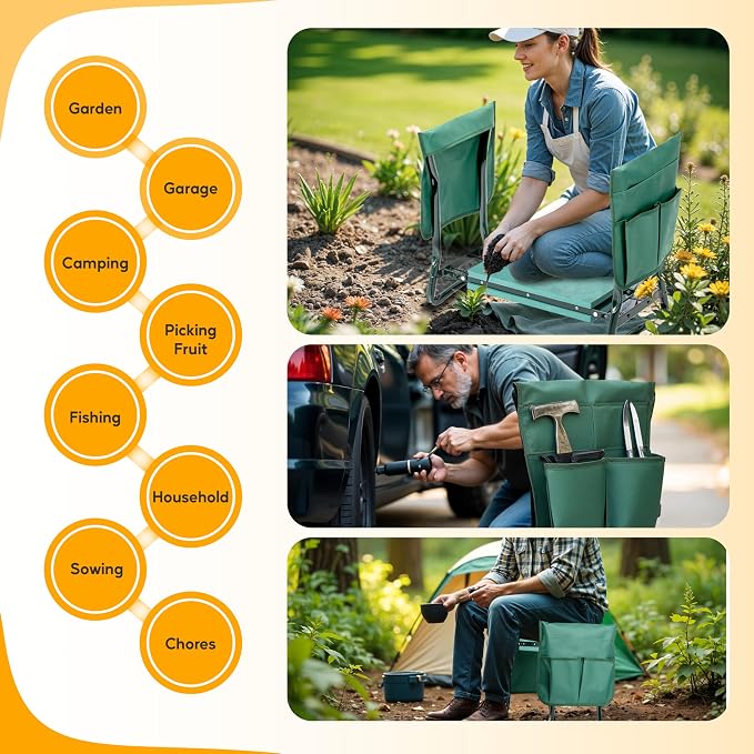 Simple Deluxe Garden Kneeler and Seat, Foldable Kneeling Stool - Image 7