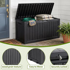 ROJIK 95 Gallon Outdoor Storage Box Waterproof, Weatherproof Deck Boxes Outdoor - Image 4