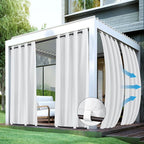 Windproof Outdoor Curtains for Patio Waterproof 4 Pcs 54x108 In White | Grommet by HolidayIdeas