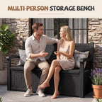 EFU Outdoor Bench Storage Deck Box, 100 Gallon Waterproof Wicker | Patio - Image 2