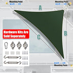 Amgo Custom Size 17' x 23' x 28.6' Green Right Triangle Sun Shade Sail UPF50+ - Image 6