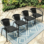 8 Stackable Wicker Patio Chairs, Weather-Resistant Outdoor Seating - Image 2
