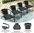 4 Stackable Wicker Patio Chairs, Weather-Resistant Outdoor Seating - Image 5