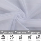 10 x 10 ft Outdoor White Tulle Backdrop Curtains Waterproof Voile Sheer Screen - Image 7