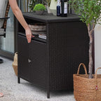 Grand patio Wicker Storage Cabinet Outdoor Waterproof Buffet Cabinet Patio Bar - Image 5