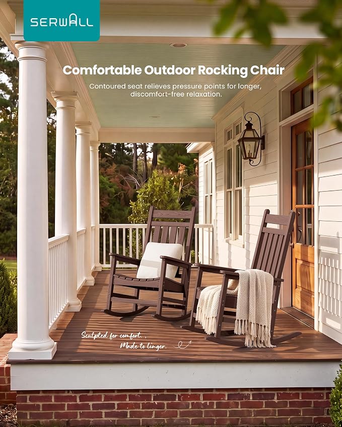 SERWALL Outdoor Rocking Chair, Oversized Rocking Chair - Image 7