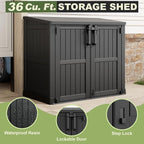 36 Cu Ft Horizontal Resin Storage Shed, Weatherproof Outdoor Storage Cabinet - Image 5