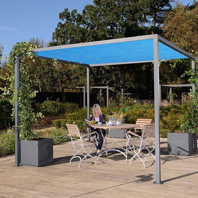 Eden's Decor Straight Flat-Edged 8' x 18' Blue Sun Shade Sail Rectangular - Image 7