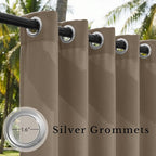 Outdoor Waterproof Curtains for Patio 52x84 Inch Mocha, 1 Panel | Light - Image 3