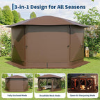 13FT Pop-Up Gazebo Tent with Mesh Netting, Removable Top & Wind Cloths | - Image 3