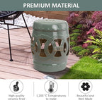 Outsunny 14" x 17" Ceramic Garden Stool Strong Glazed Material Green | - Image 4